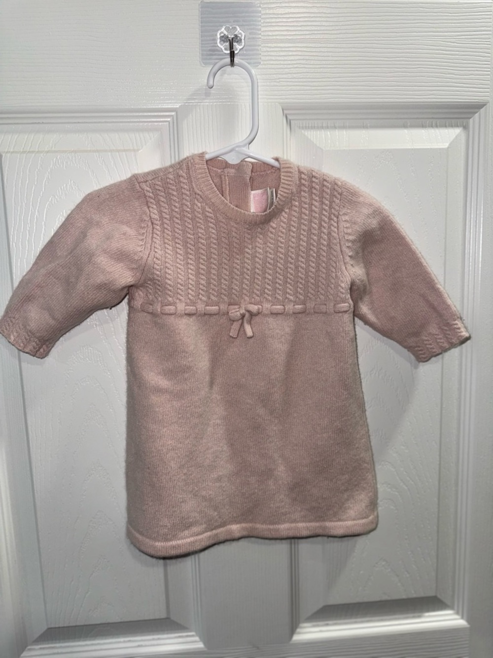 Janie and Jack Pale Pink Knit Dress with Bow